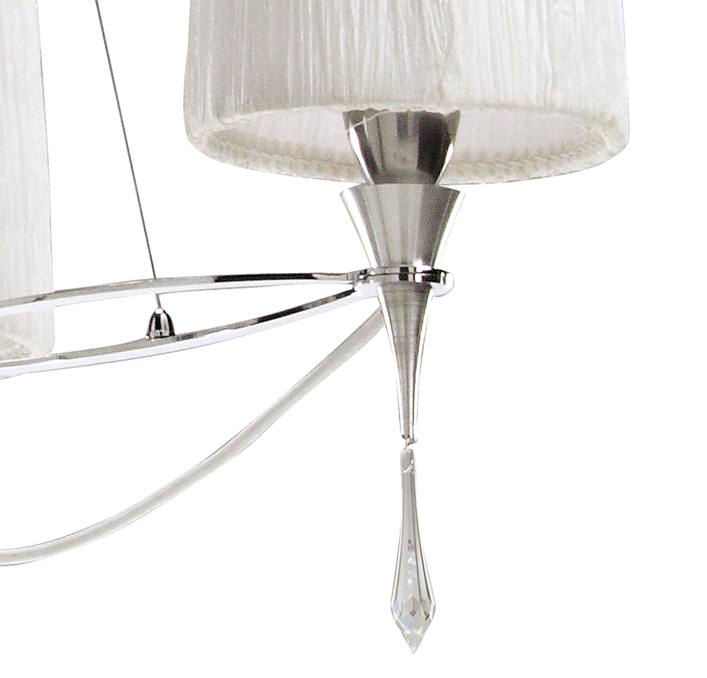 Lucca Pendant 3 Light E27, Polished Chrome With White Shades & Clear Crystal by Mantra