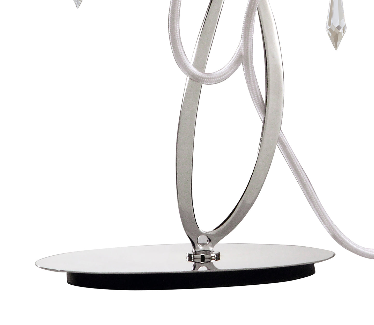 Lucca Table Lamp 2 Light E27, Polished Chrome With White Shades & Clear Crystal by Mantra