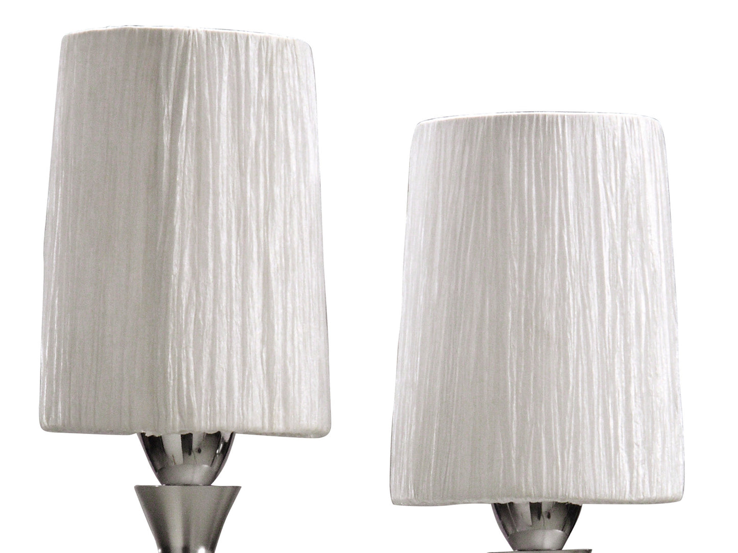 Lucca Table Lamp 2 Light E27, Polished Chrome With White Shades & Clear Crystal by Mantra