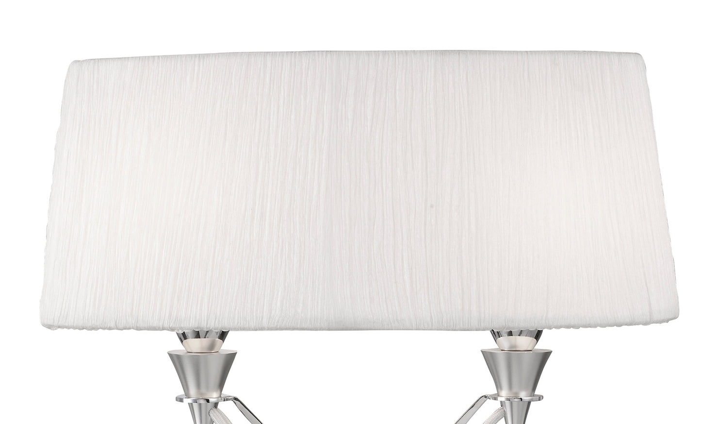 Lucca Table Lamp 2 Light E27 Small, Polished Chrome With White Shade & Clear Crystal by Mantra