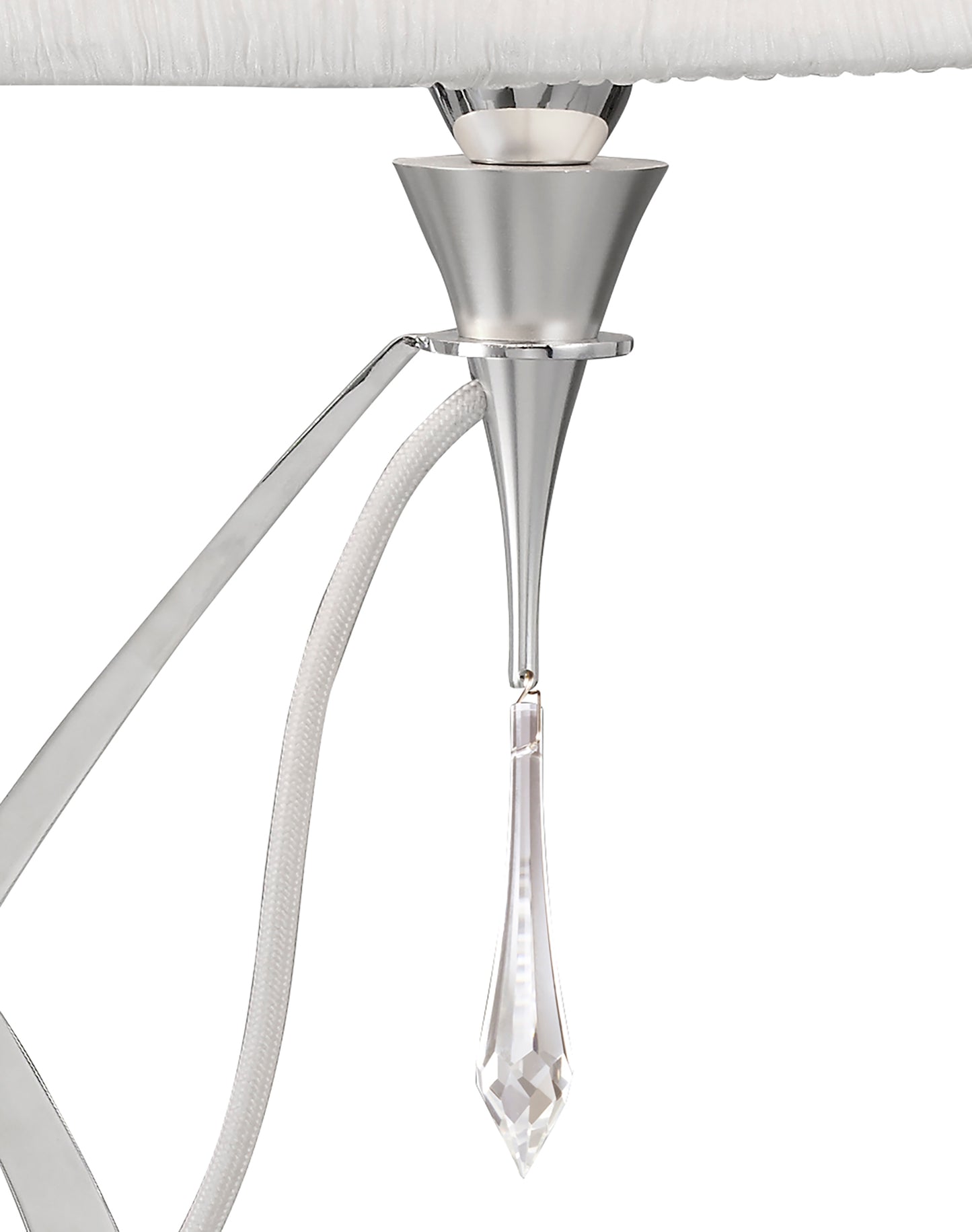 Lucca Table Lamp 2 Light E27 Small, Polished Chrome With White Shade & Clear Crystal by Mantra