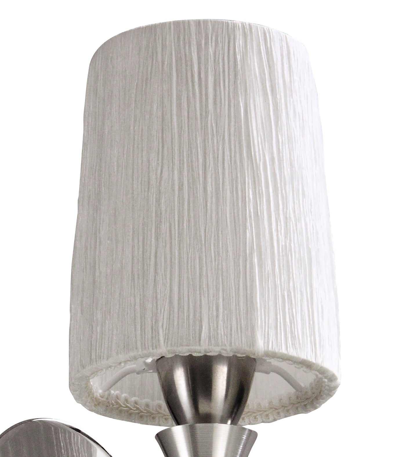 Lucca Wall Lamp Switched 1 Light E27, Polished Chrome With White Shade & Clear Crystal by Mantra