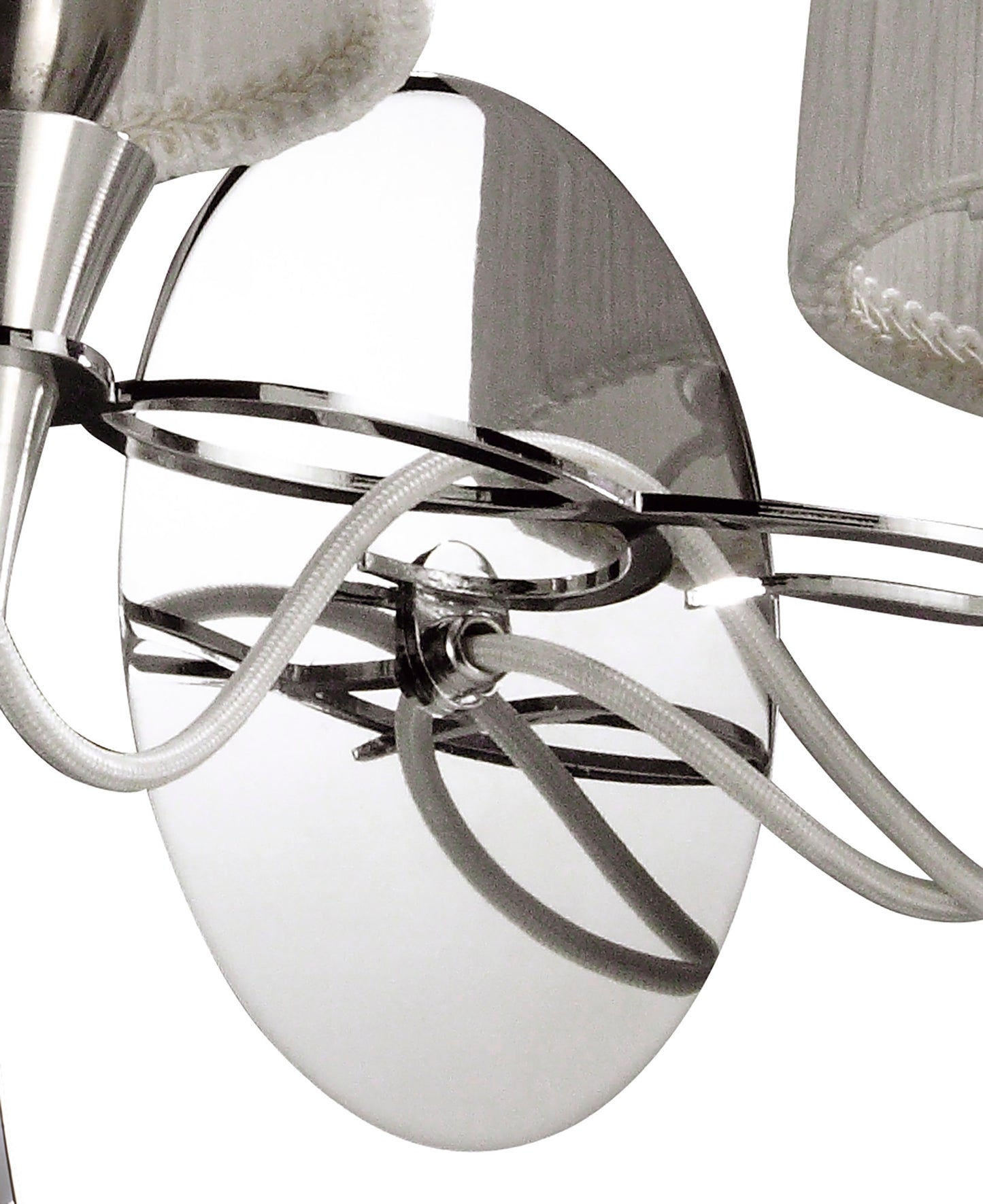 Lucca Wall Lamp Switched 2 Light E27, Polished Chrome With White Shades & Clear Crystal by Mantra