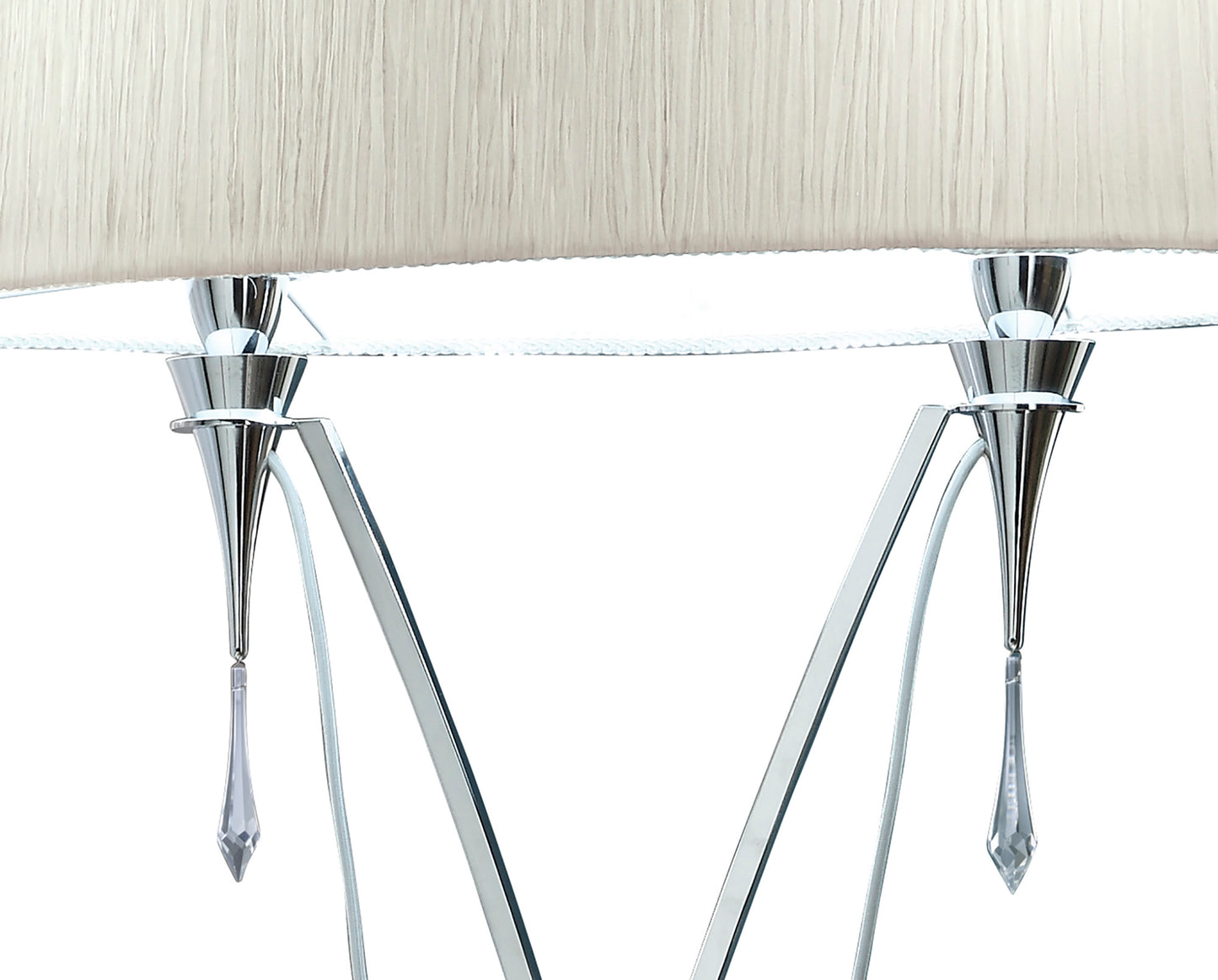 Lucca Floor Lamp 2 Light E27, Polished Chrome With White Shade & Clear Crystal by Mantra