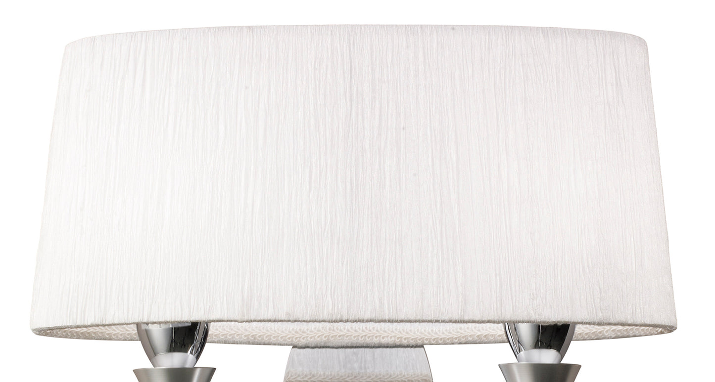 Lucca Wall Lamp Switched 2 Light E27, Polished Chrome With White Shade & Clear Crystal by Mantra