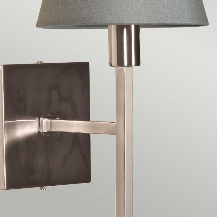 Lucerne 1 Light Wall Light - Brushed Nickel, Grey Shade