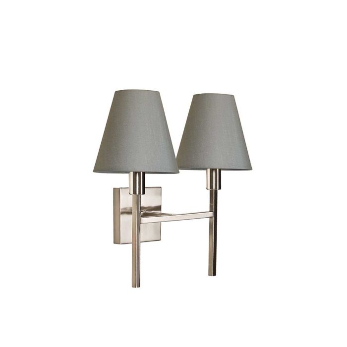 Lucerne 2 Light Wall Light - Brushed Nickel, Grey Shades