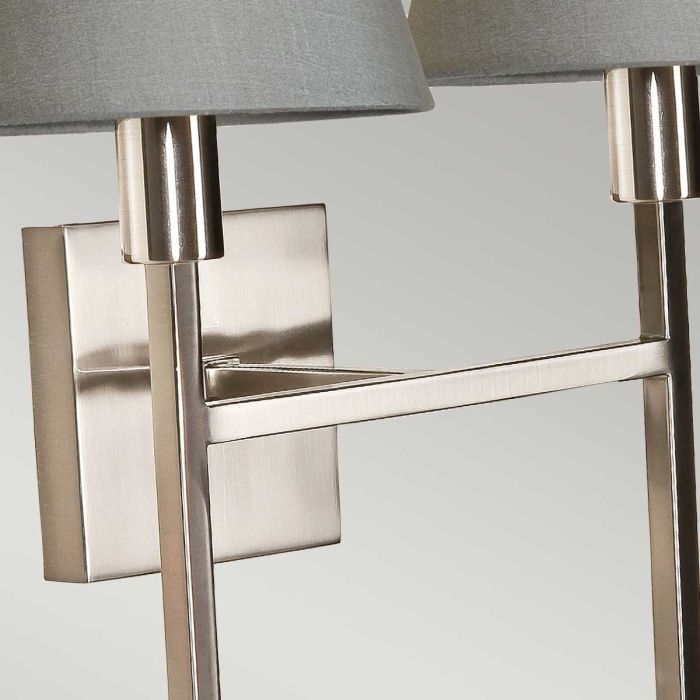 Lucerne 2 Light Wall Light - Brushed Nickel, Grey Shades