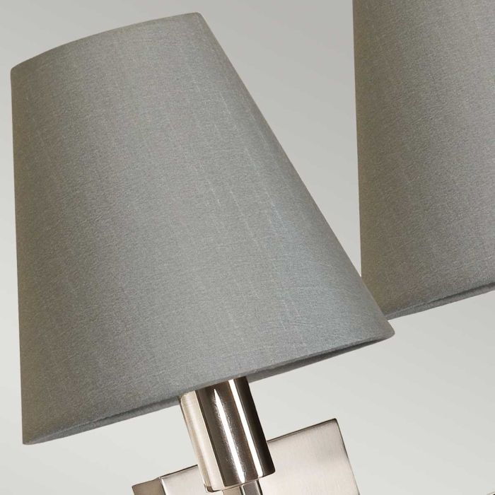 Lucerne 2 Light Wall Light - Brushed Nickel, Grey Shades