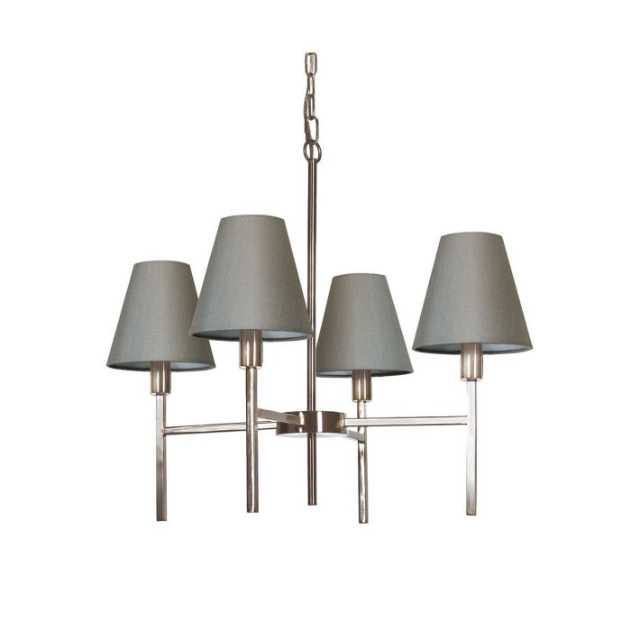 Lucerne 4 Light Chandelier - Brushed Nickel, Grey Shades