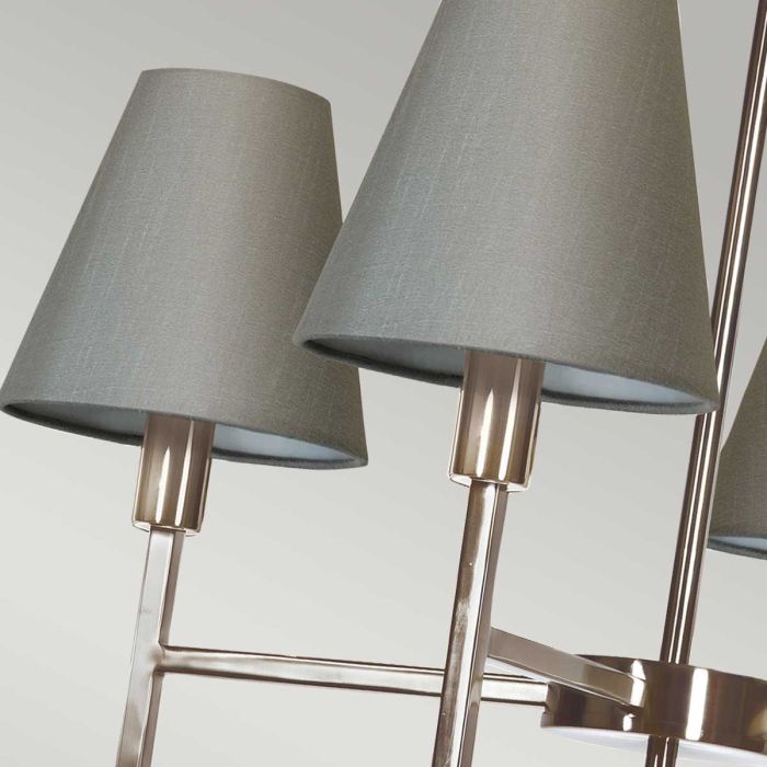 Lucerne 4 Light Chandelier - Brushed Nickel, Grey Shades