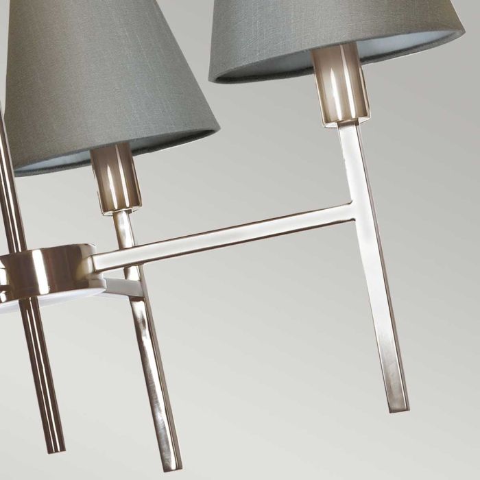 Lucerne 4 Light Chandelier - Brushed Nickel, Grey Shades