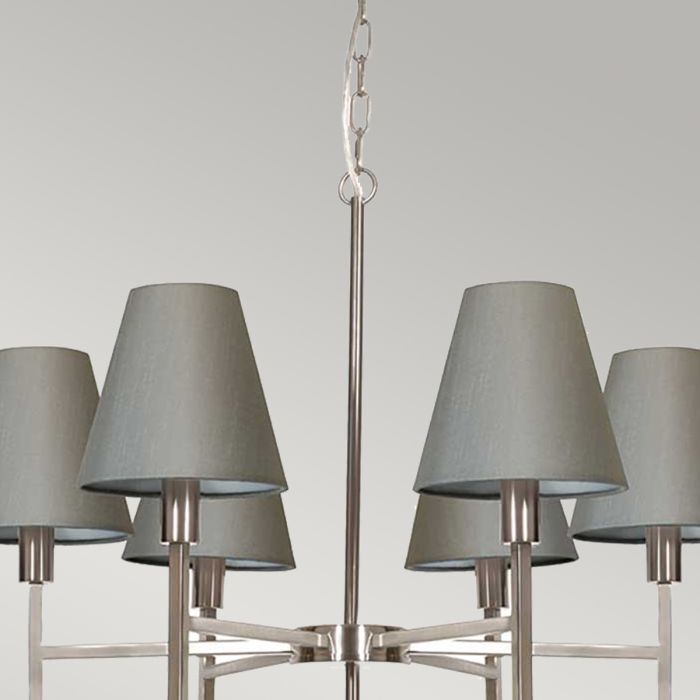 Lucerne 6 Light Chandelier - Brushed Nickel, Grey Shades