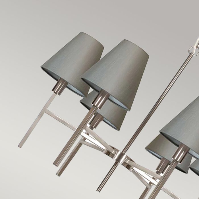 Lucerne 6 Light Chandelier - Brushed Nickel, Grey Shades