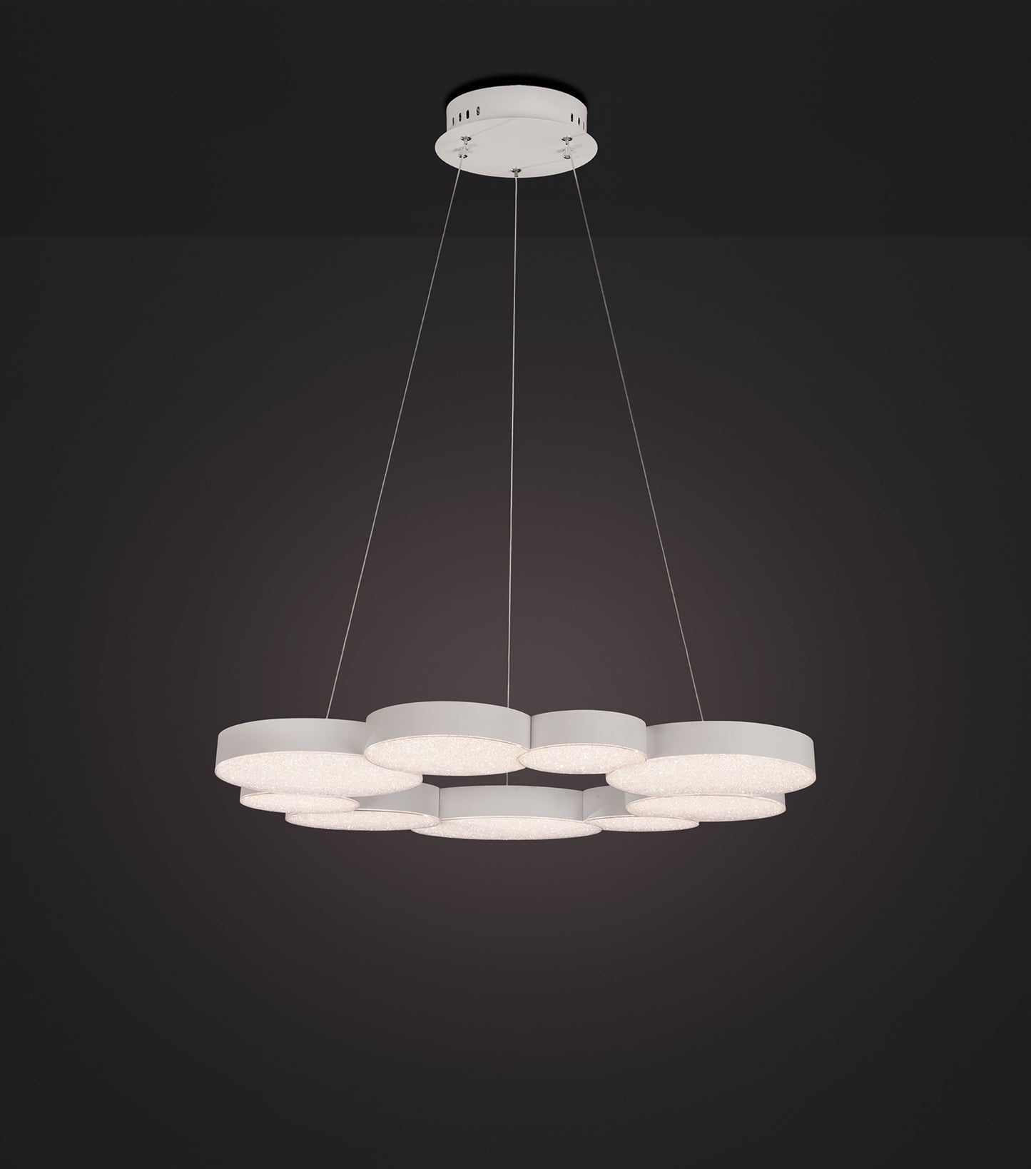 Lunas Pendant 80cm Diameter 76W LED 3000K, 3700lm, RF Remote Control White, 3yrs Warranty by Mantra