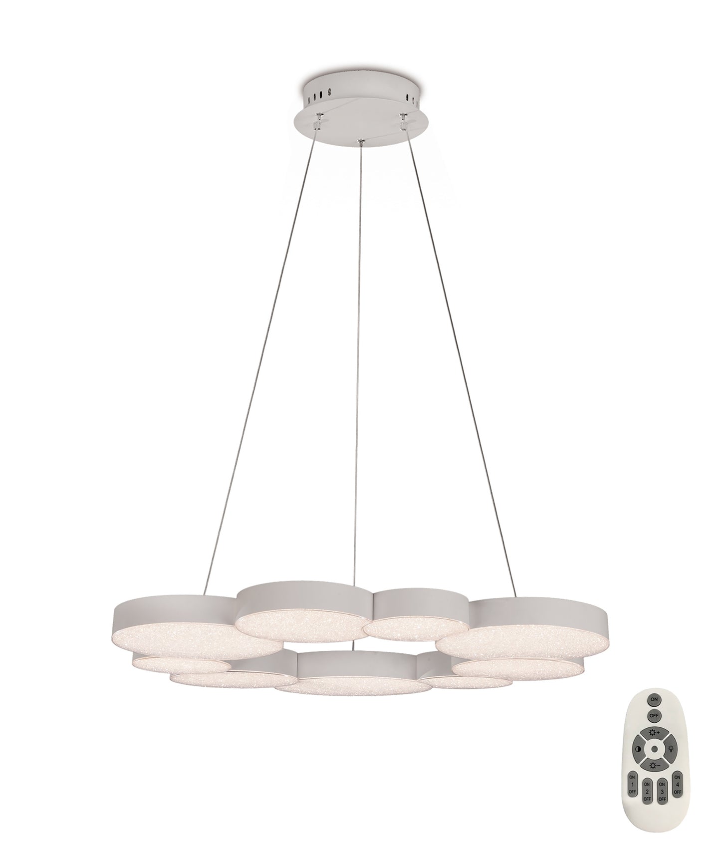 Lunas Pendant 80cm Diameter 76W LED 3000K, 3700lm, RF Remote Control White, 3yrs Warranty by Mantra