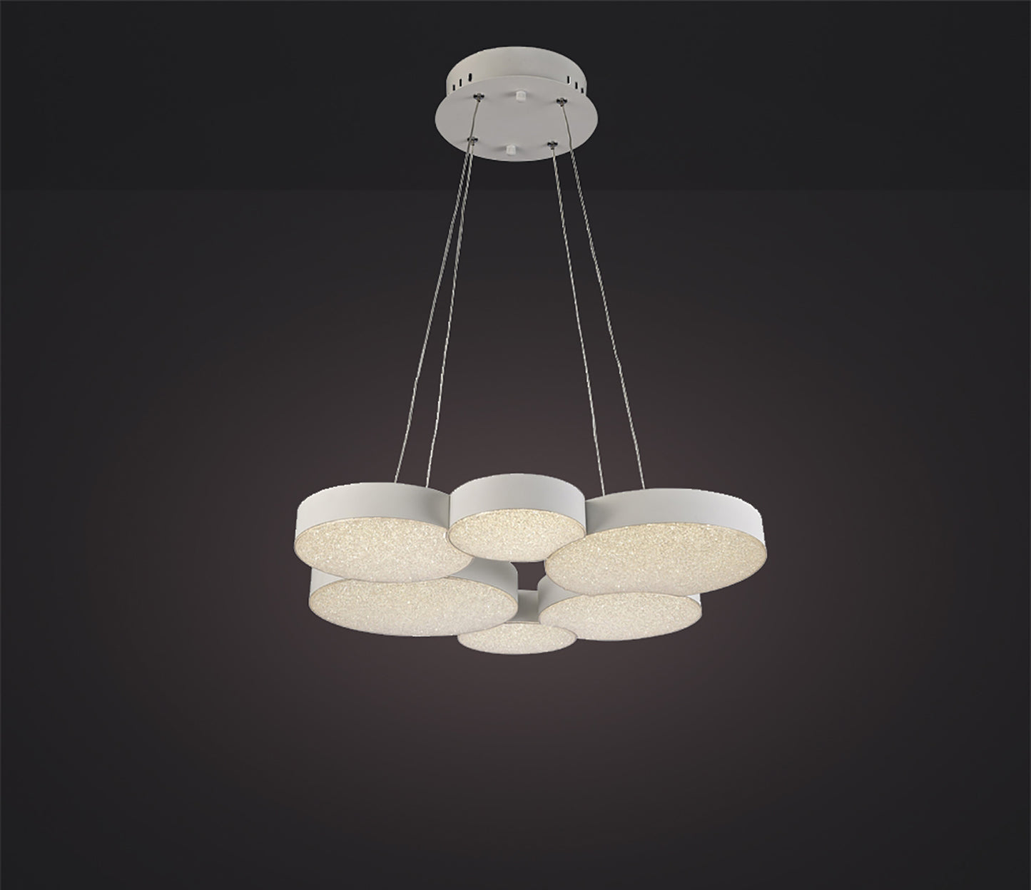 Lunas Pendant 61cm Diameter 54W LED 3000K, 2650lm, RF Remote Control White, 3yrs Warranty by Mantra