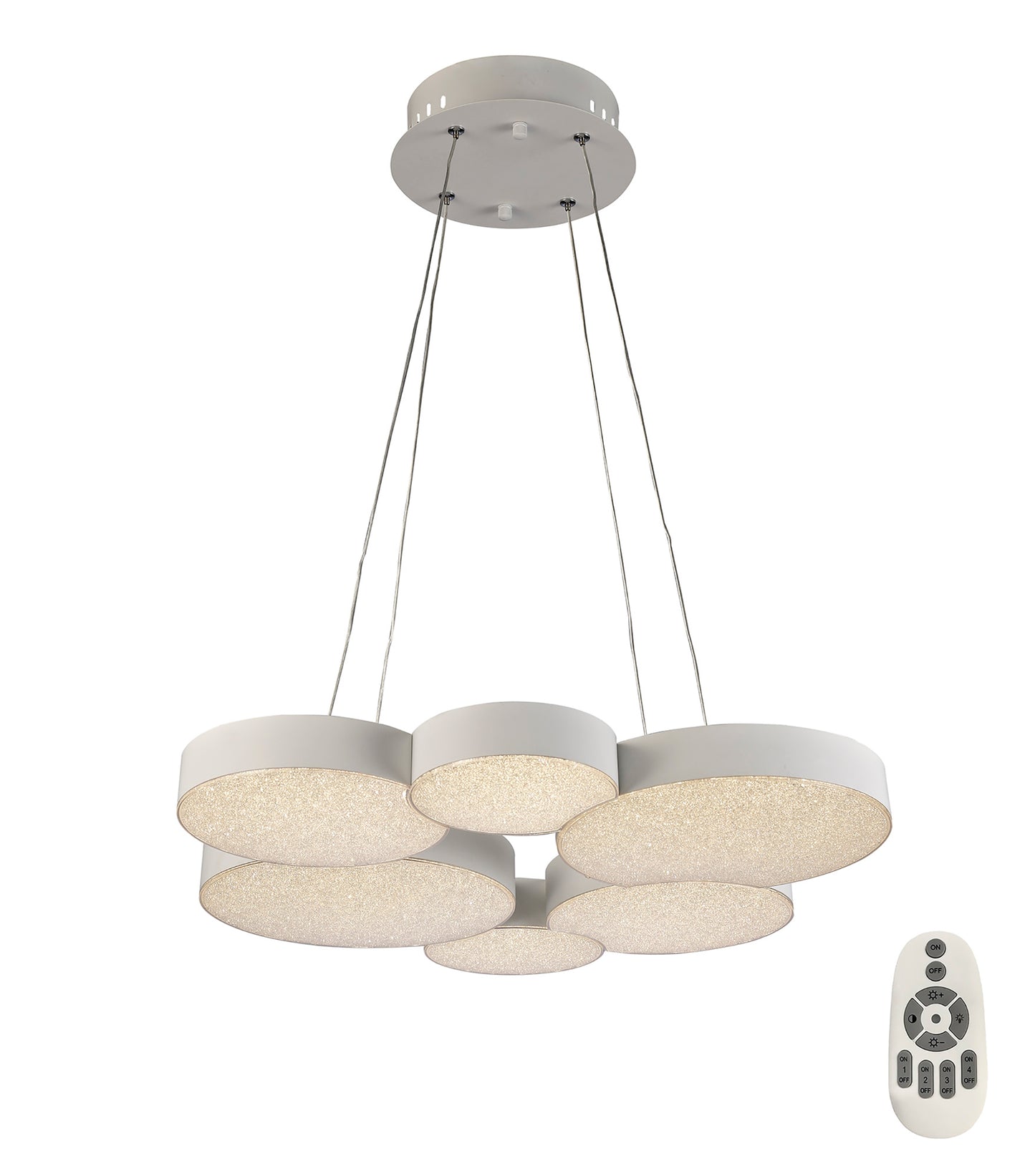 Lunas Pendant 61cm Diameter 54W LED 3000K, 2650lm, RF Remote Control White, 3yrs Warranty by Mantra