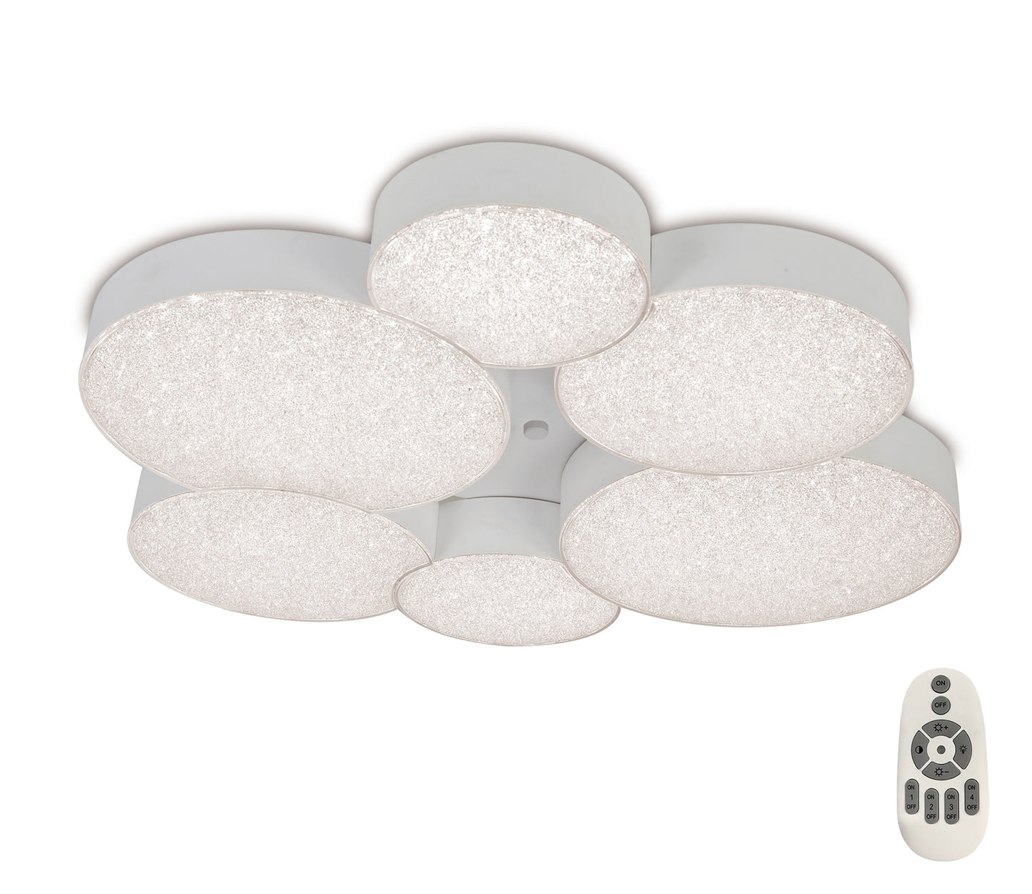 Lunas Flush Ceiling 61cm Diameter 54W LED 3000K, 2830lm, RF Remote Control White, 3yrs Warranty by Mantra