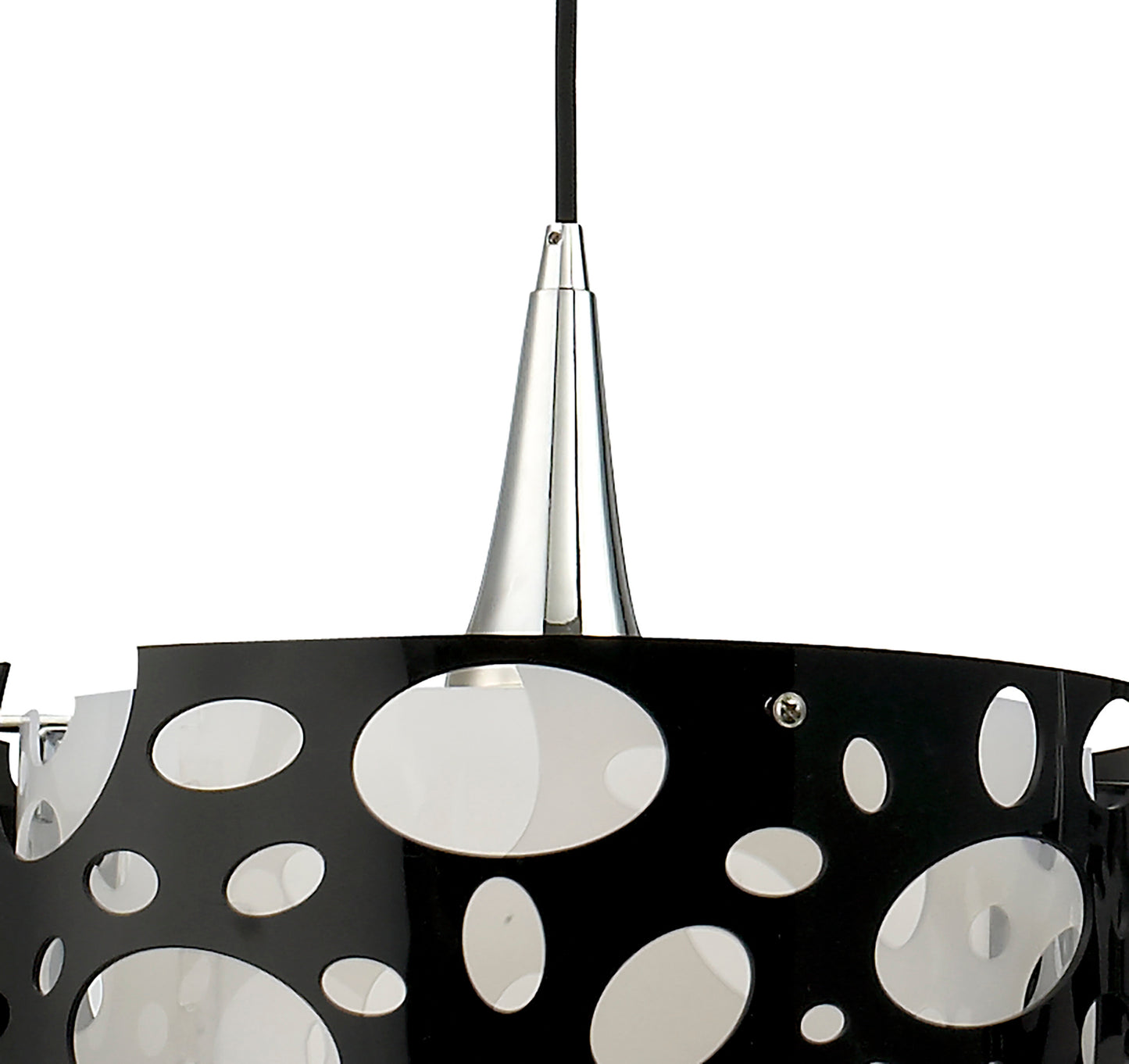 Lupin Linear Pendant 2 Light E27 Line, Gloss Black/White Acrylic/Polished Chrome, CFL Lamps INCLUDED by Mantra