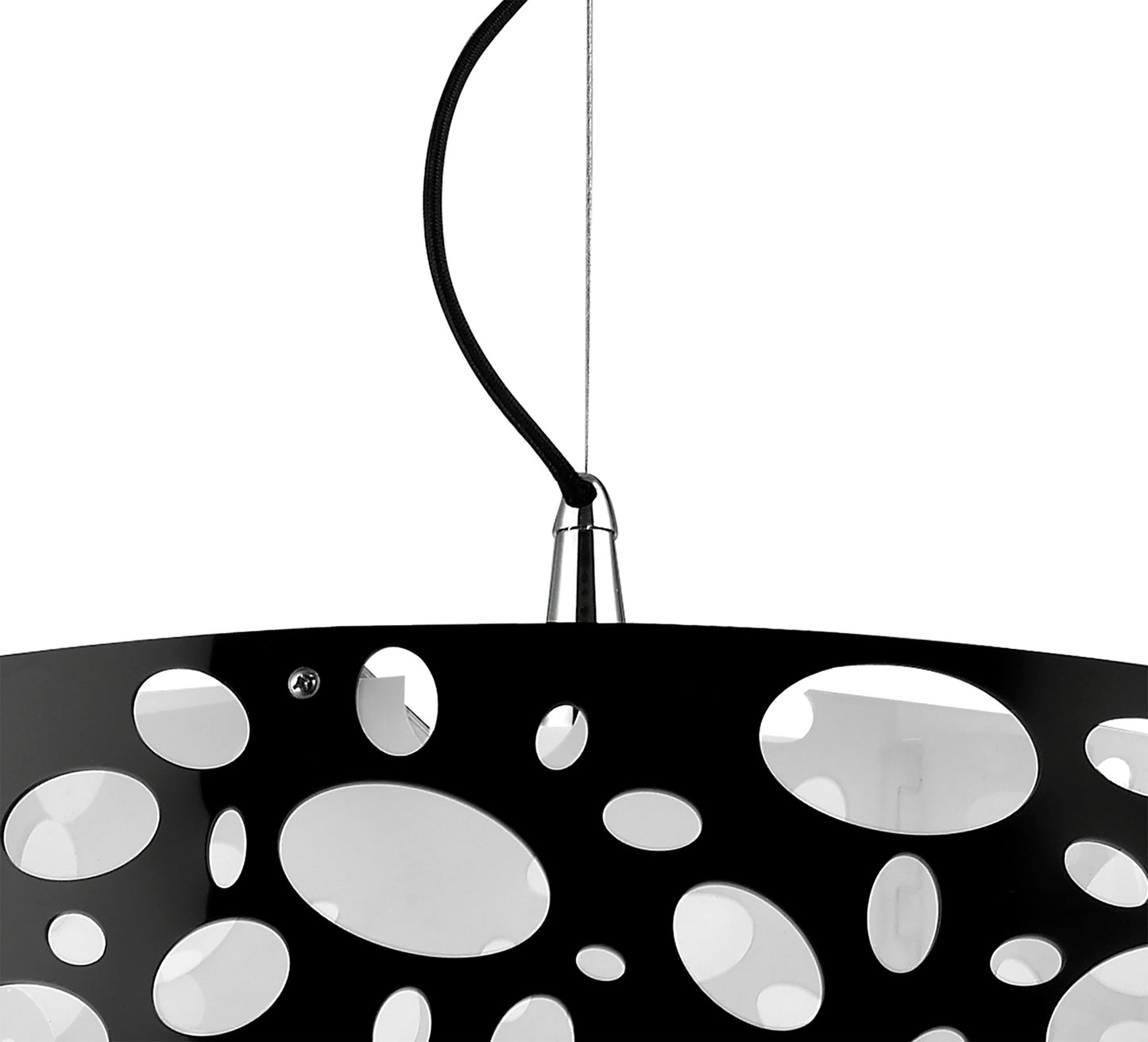 Lupin Pendant 4 Light E27, Gloss Black/White Acrylic/Polished Chrome, CFL Lamps INCLUDED by Mantra