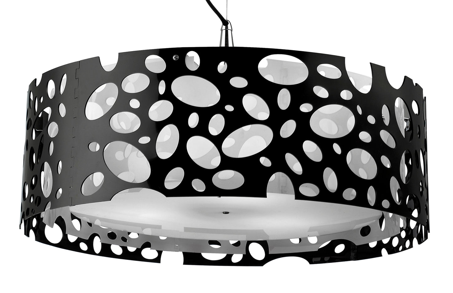 Lupin Pendant 4 Light E27, Gloss Black/White Acrylic/Polished Chrome, CFL Lamps INCLUDED by Mantra