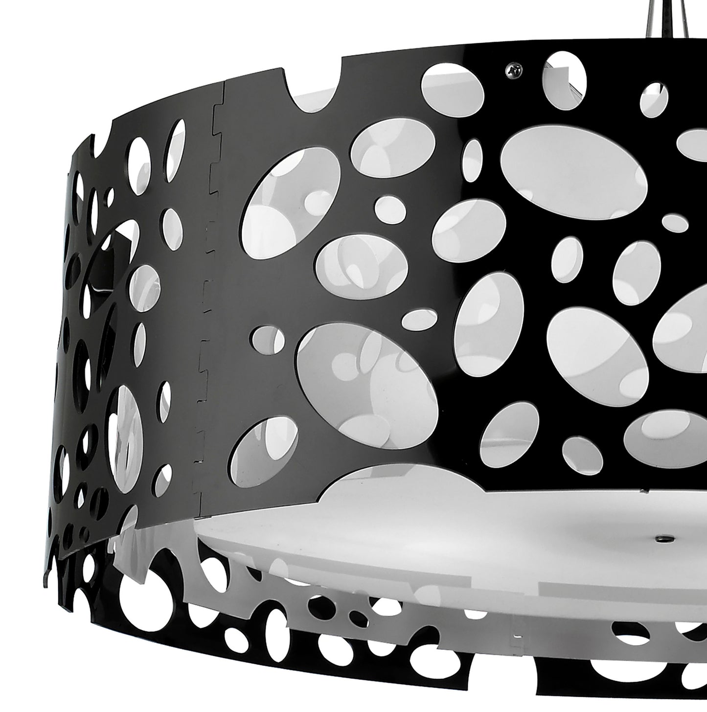 Lupin Pendant 4 Light E27, Gloss Black/White Acrylic/Polished Chrome, CFL Lamps INCLUDED by Mantra