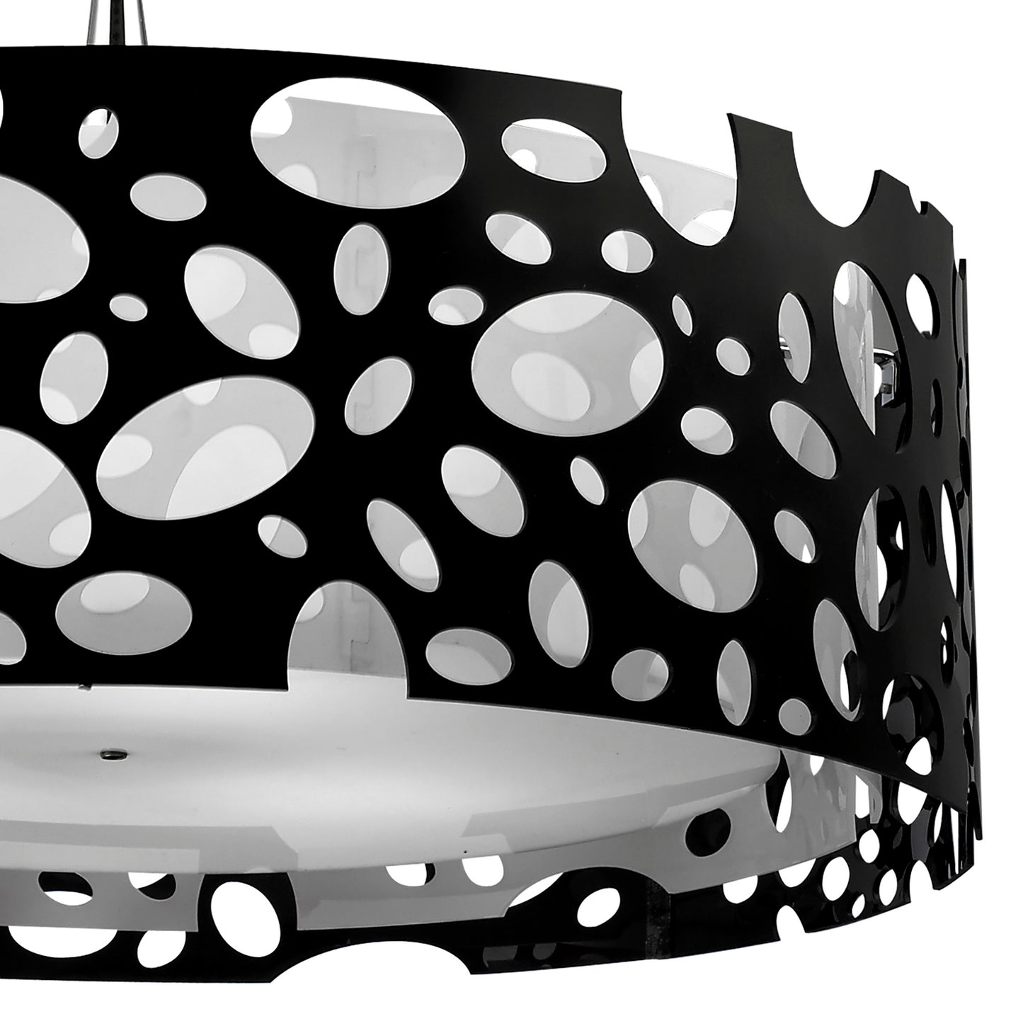 Lupin Pendant 4 Light E27, Gloss Black/White Acrylic/Polished Chrome, CFL Lamps INCLUDED by Mantra