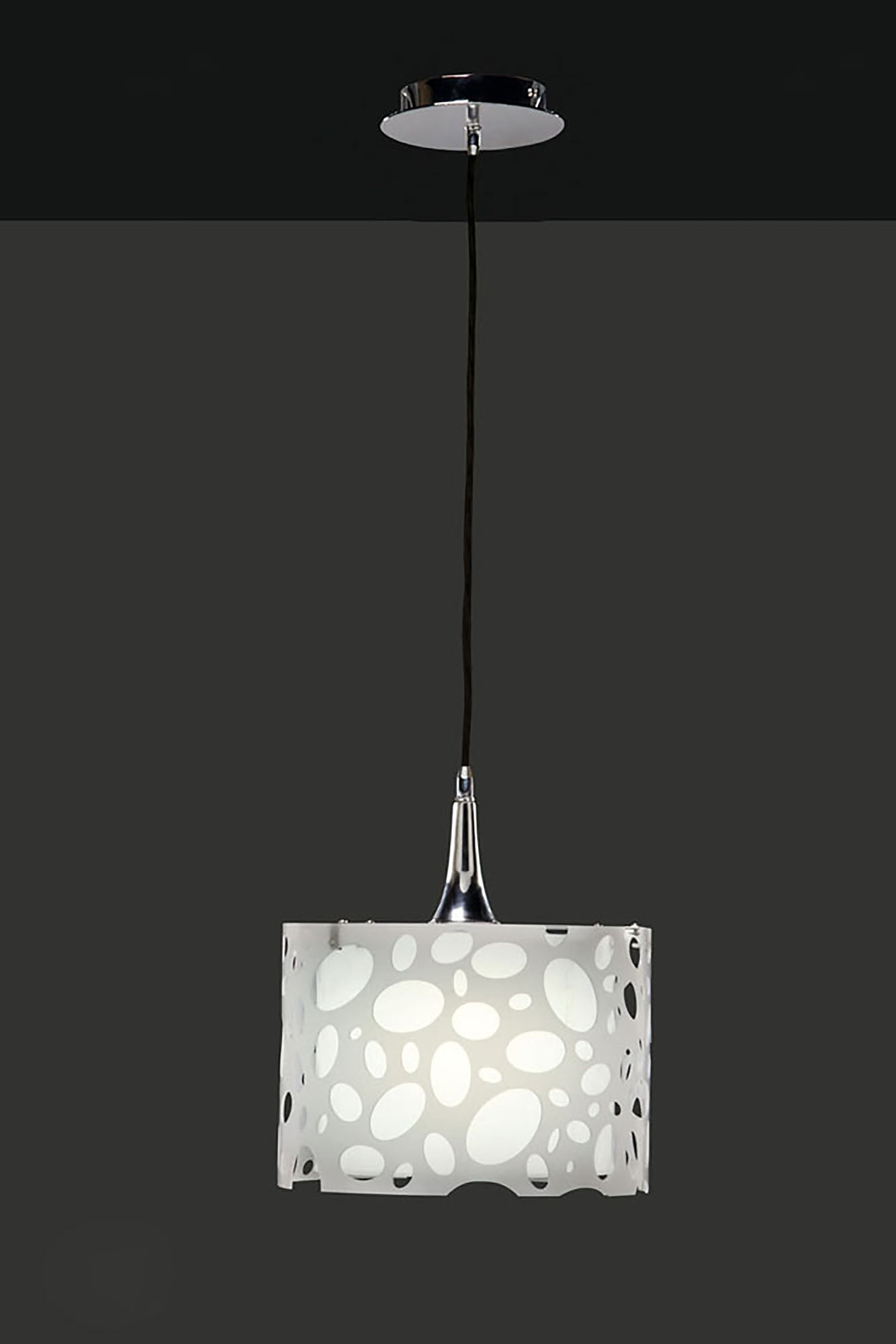 Lupin Pendant 1 Light E27, Gloss White/White Acrylic/Polished Chrome, CFL Lamps INCLUDED by Mantra