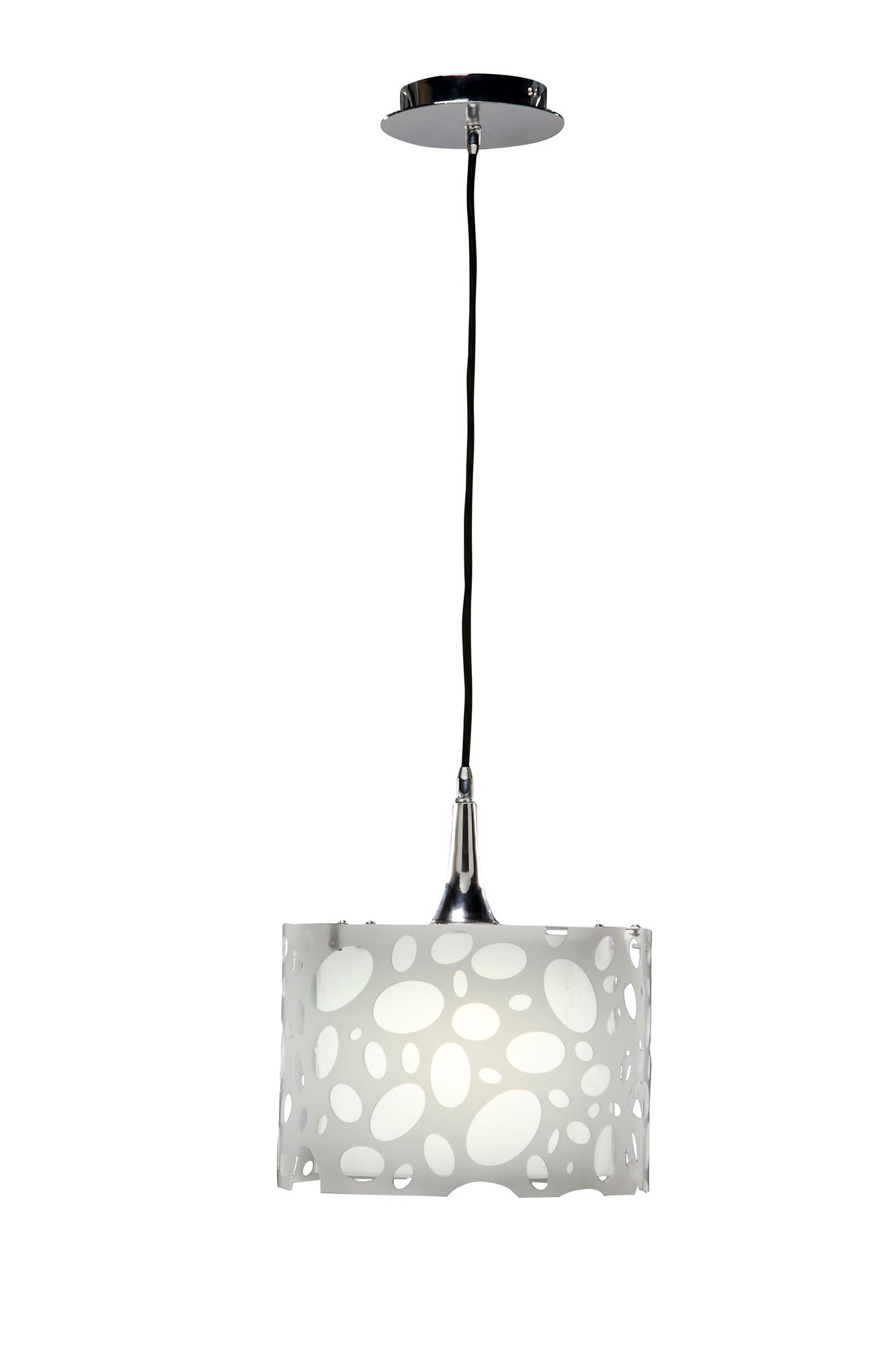 Lupin Pendant 1 Light E27, Gloss White/White Acrylic/Polished Chrome, CFL Lamps INCLUDED by Mantra