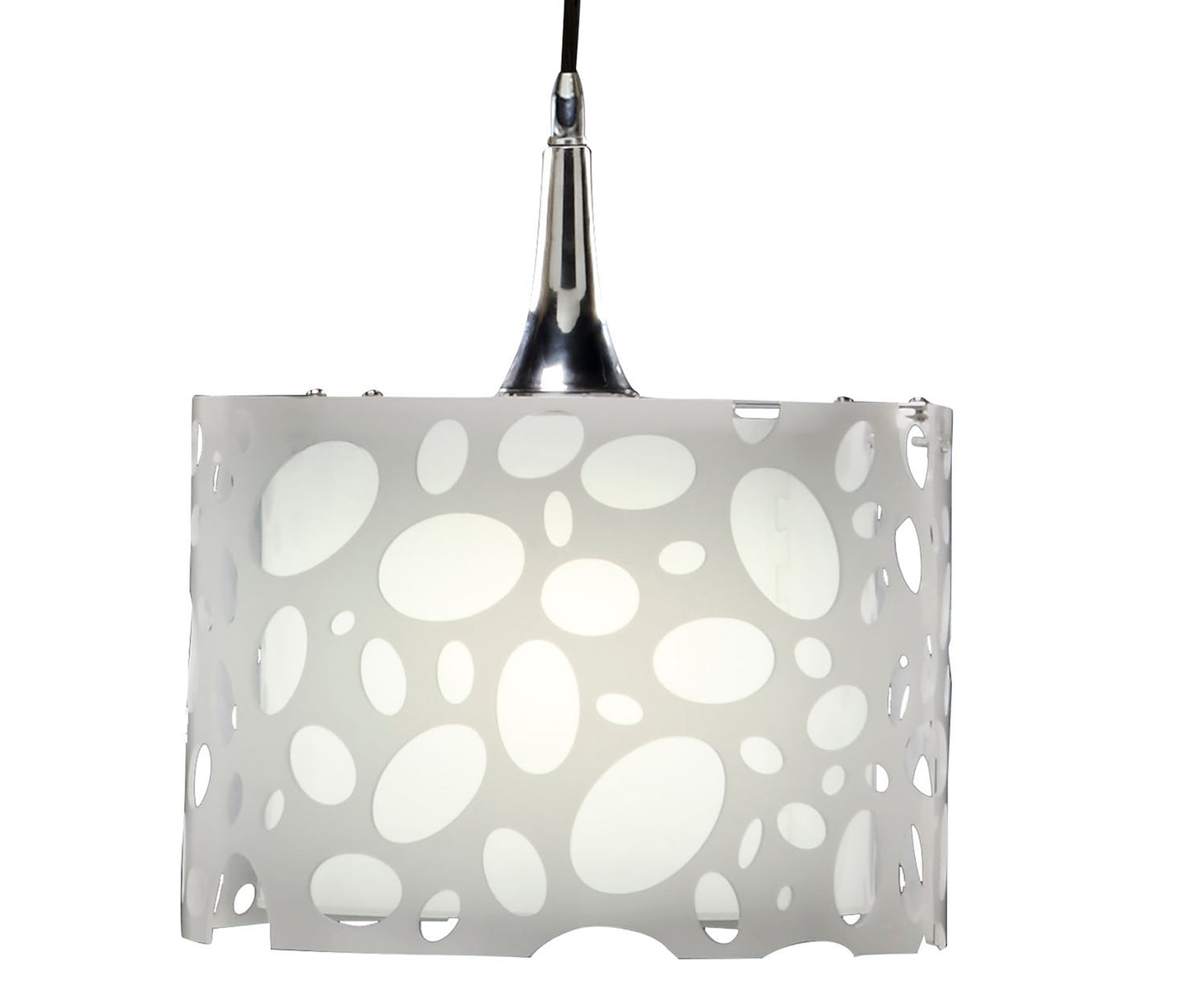 Lupin Pendant 1 Light E27, Gloss White/White Acrylic/Polished Chrome, CFL Lamps INCLUDED by Mantra