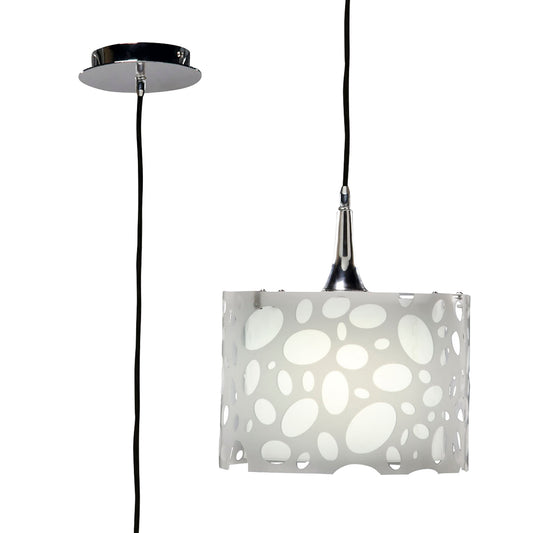 Lupin Pendant 1 Light E27, Gloss White/White Acrylic/Polished Chrome, CFL Lamps INCLUDED by Mantra