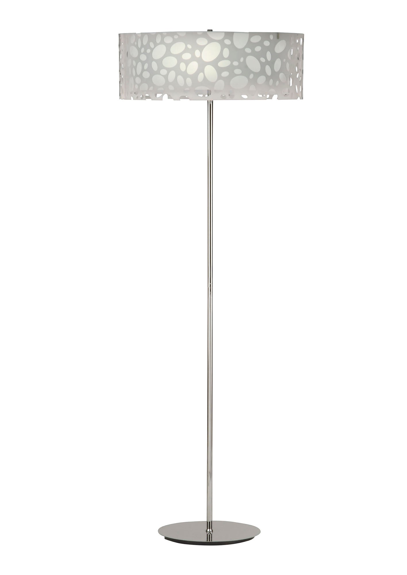 Lupin Floor Lamp 4 Light E27, Gloss White/White Acrylic/Polished Chrome, CFL Lamps INCLUDED by Mantra