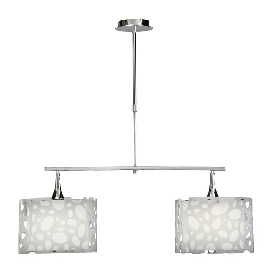 Lupin Linear Pendant 2 Light E27 Line Large, Gloss White, White Acrylic, Polished Chrome, CFL Lamps INCLUDED by Mantra