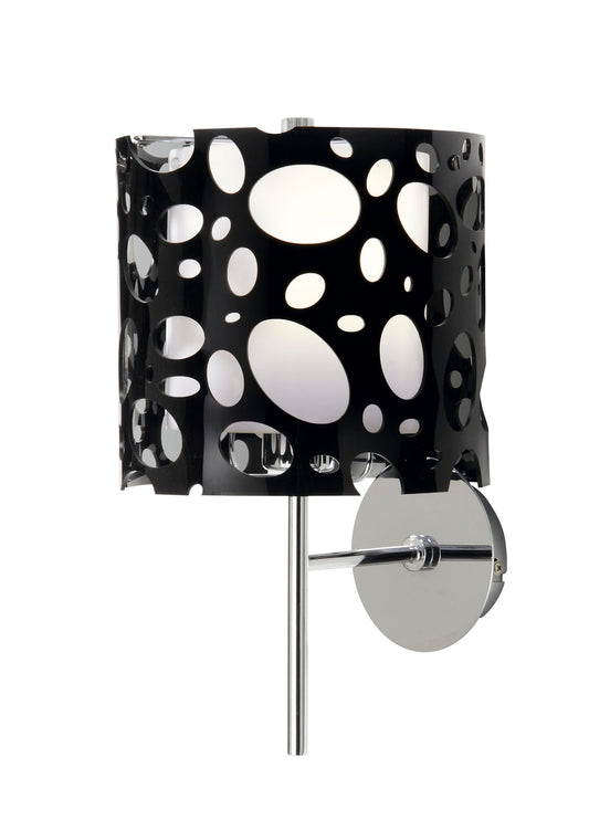 Lupin Wall Lamp 1 Light E27, Gloss Black/White Acrylic/Polished Chrome, CFL Lamps INCLUDED by Mantra