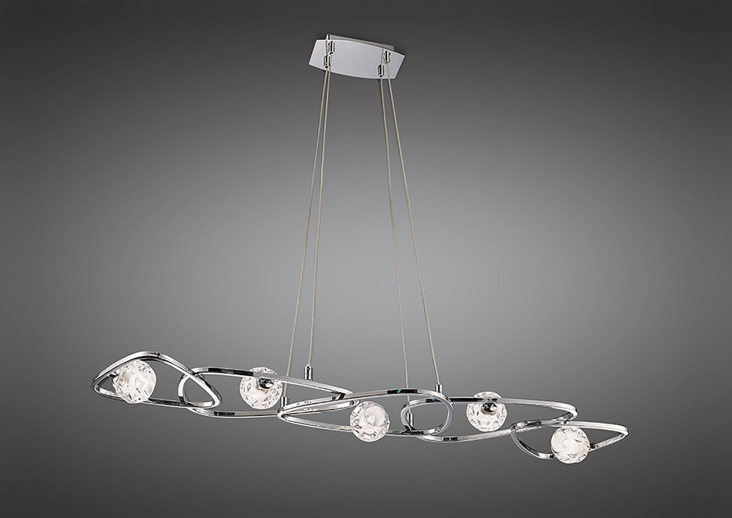 Lux Linear Pendant 5 Light G9 Line, Polished Chrome by Mantra