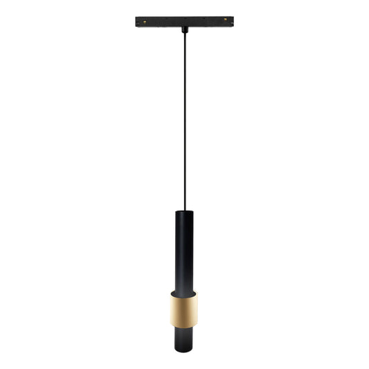 Magneto Track 200mm Tube Pendant, 7W LED, 3000K, 560lm, Black/Gold, 3yrs Warranty by Mantra