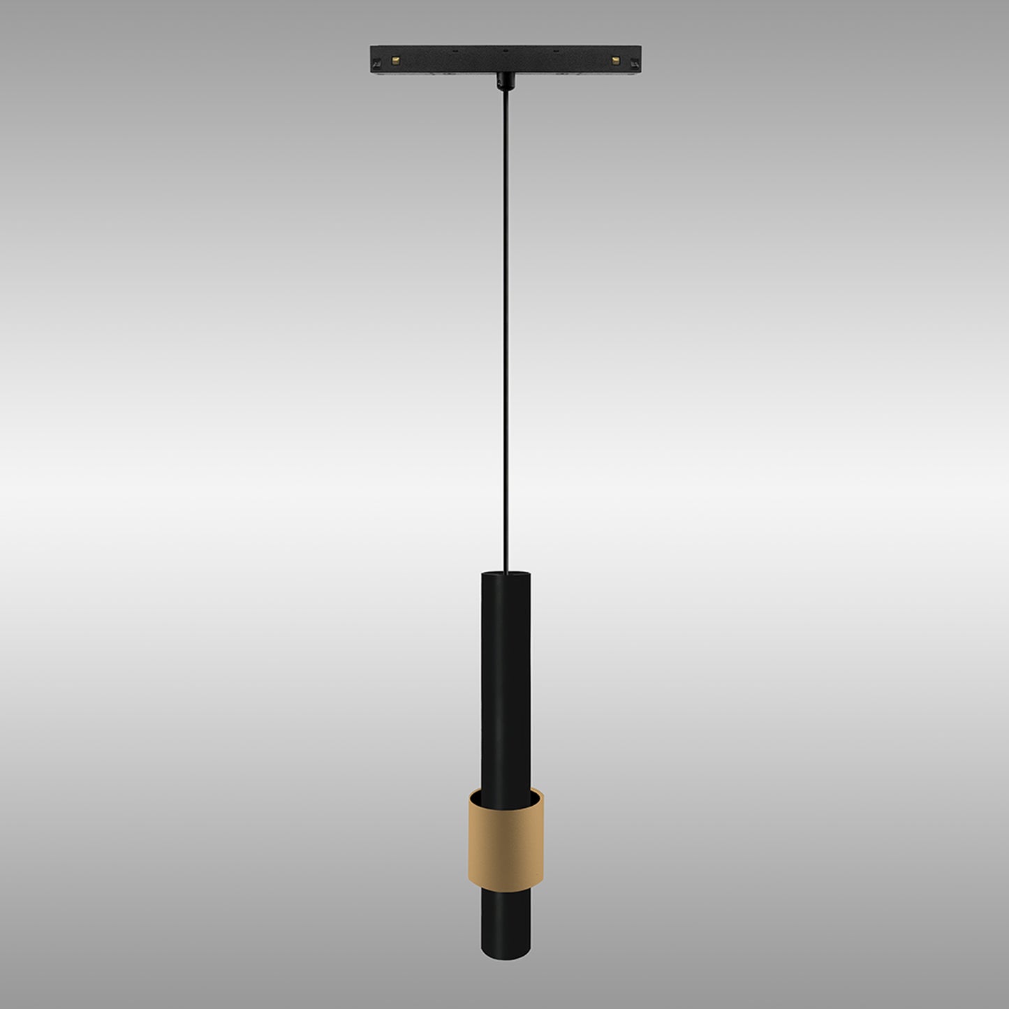 Magneto Track 200mm Tube Pendant, 7W LED, 4000K, 585lm, Black/Gold, 3yrs Warranty by Mantra