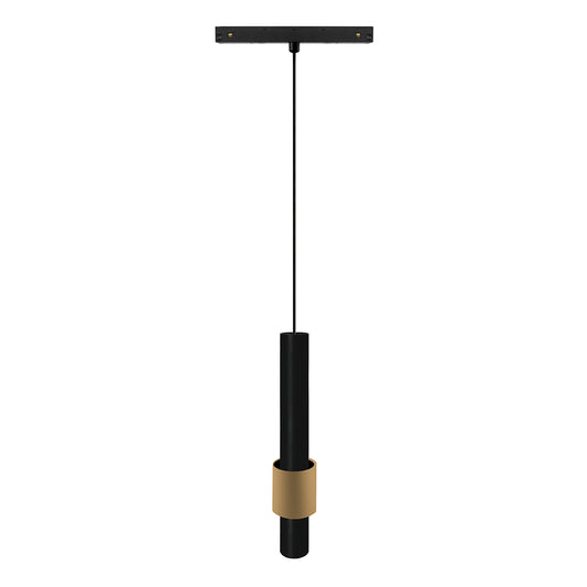 Magneto Track 200mm Tube Pendant, 7W LED, 4000K, 585lm, Black/Gold, 3yrs Warranty by Mantra