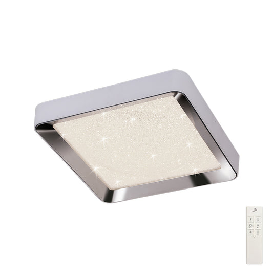 Male Flush 50cm Square 24W LED 3000K-6500K Tuneable, 1920lm, Remote Control Chrome / White / Acrylic, 3yrs Warranty by Mantra