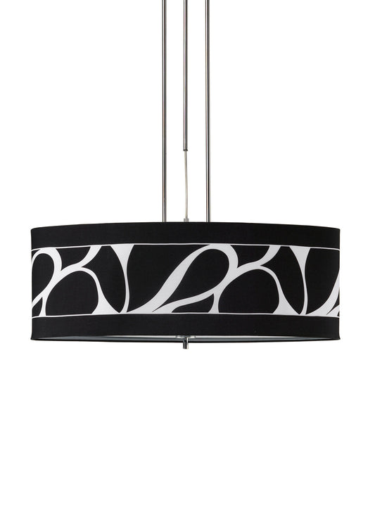 Manhattan Linear Pendant 2 Light L1, SGU10, Polished Chrome, Frosted Glass With Black Patterned Shade, CFL Lamps INCLUDED by Mantra