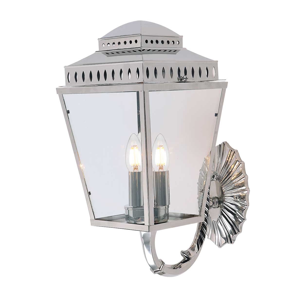 Mansion House 3 Light Wall Lantern – Polished Nickel