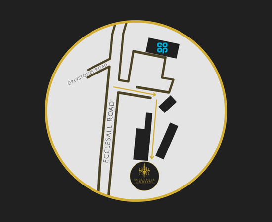 Simple map showing how to find Ecclesall Lighting showroom on Ecclesall Road in Sheffield