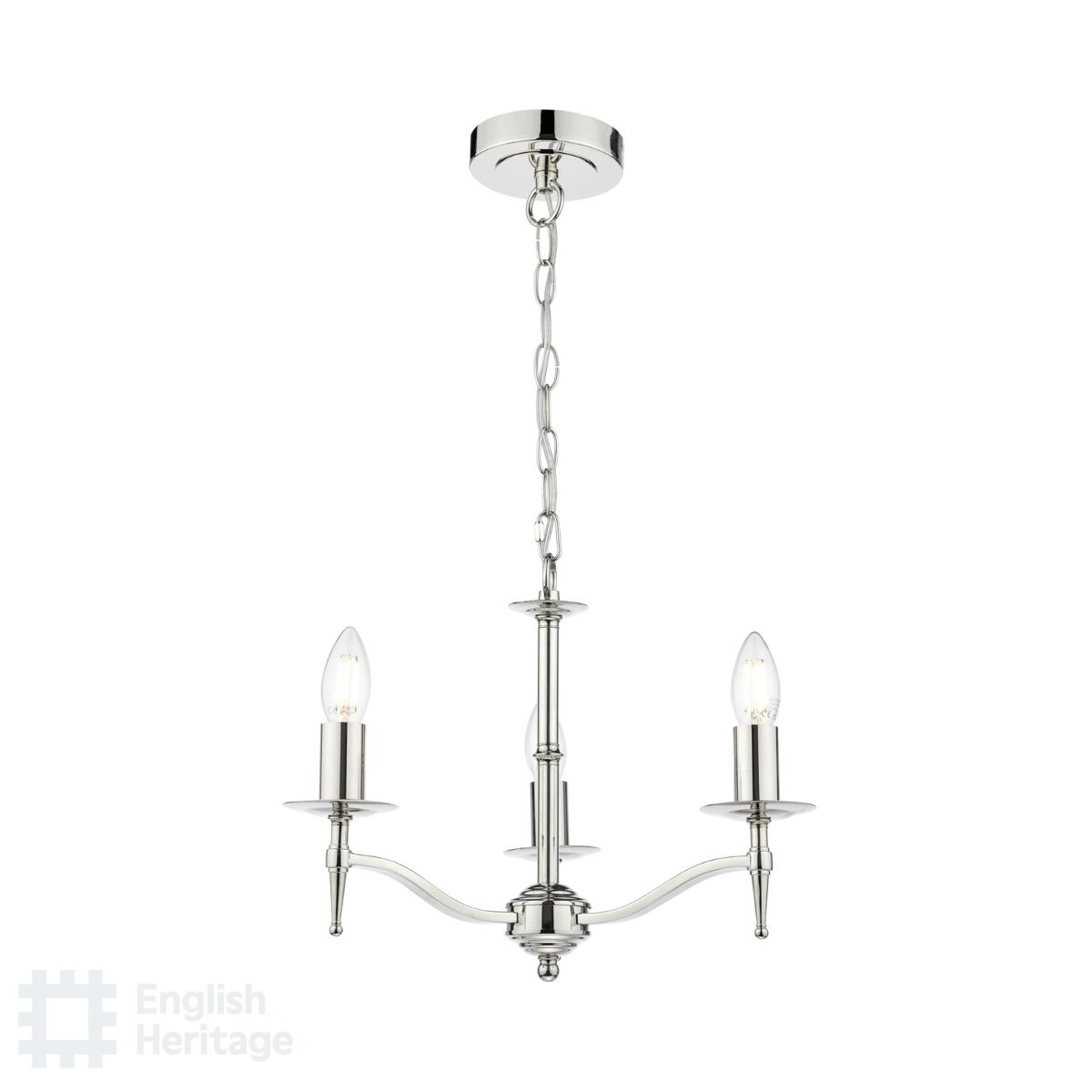English Heritage Marble Hill 3 Light Armed fitting Polished Nickel Fitting Only