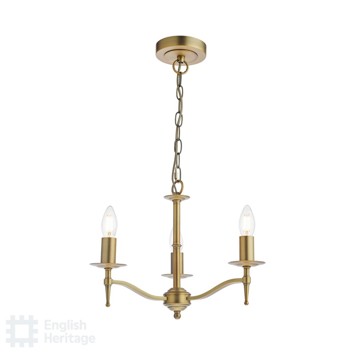 English Heritage Marble Hill 3 Light Armed Fitting Aged Brass Fitting Only