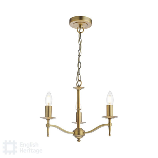 English Heritage Marble Hill 3 Light Armed Fitting Aged Brass Fitting Only