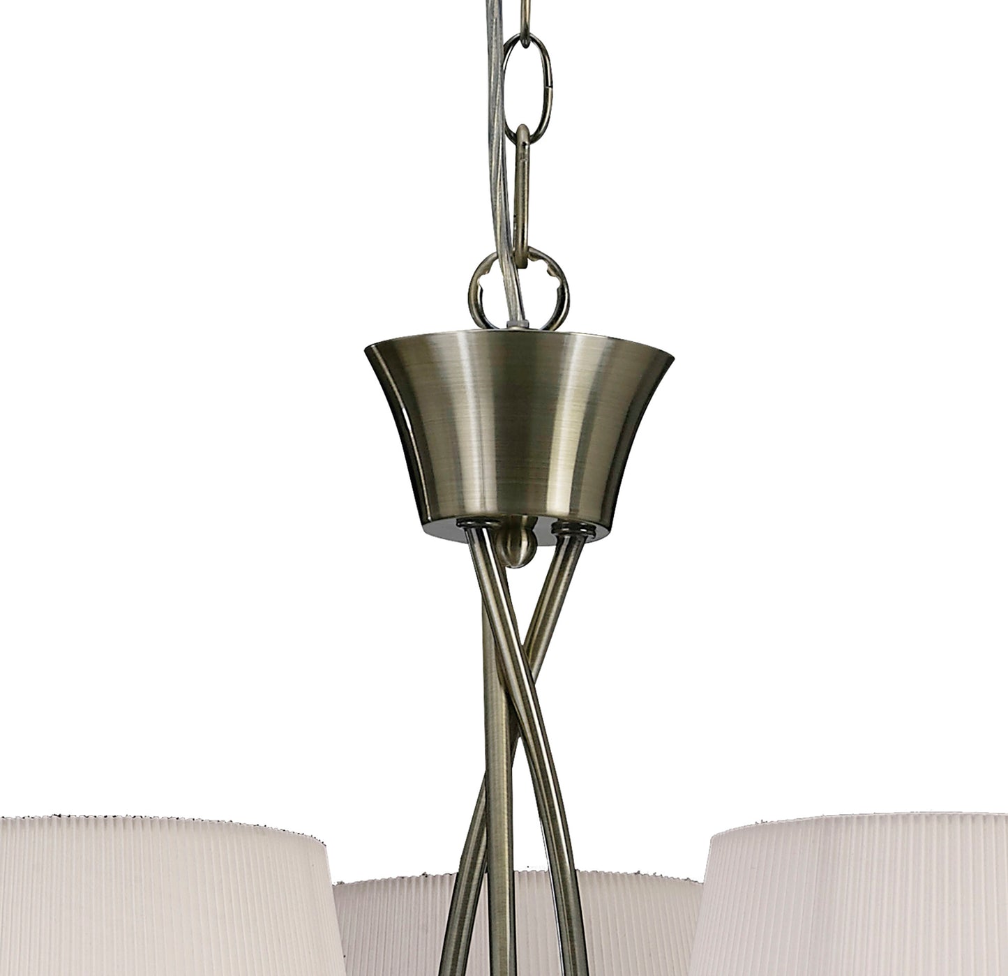 Mara Pendant 3 Light E14, Antique Brass With Ivory White Shades by Mantra