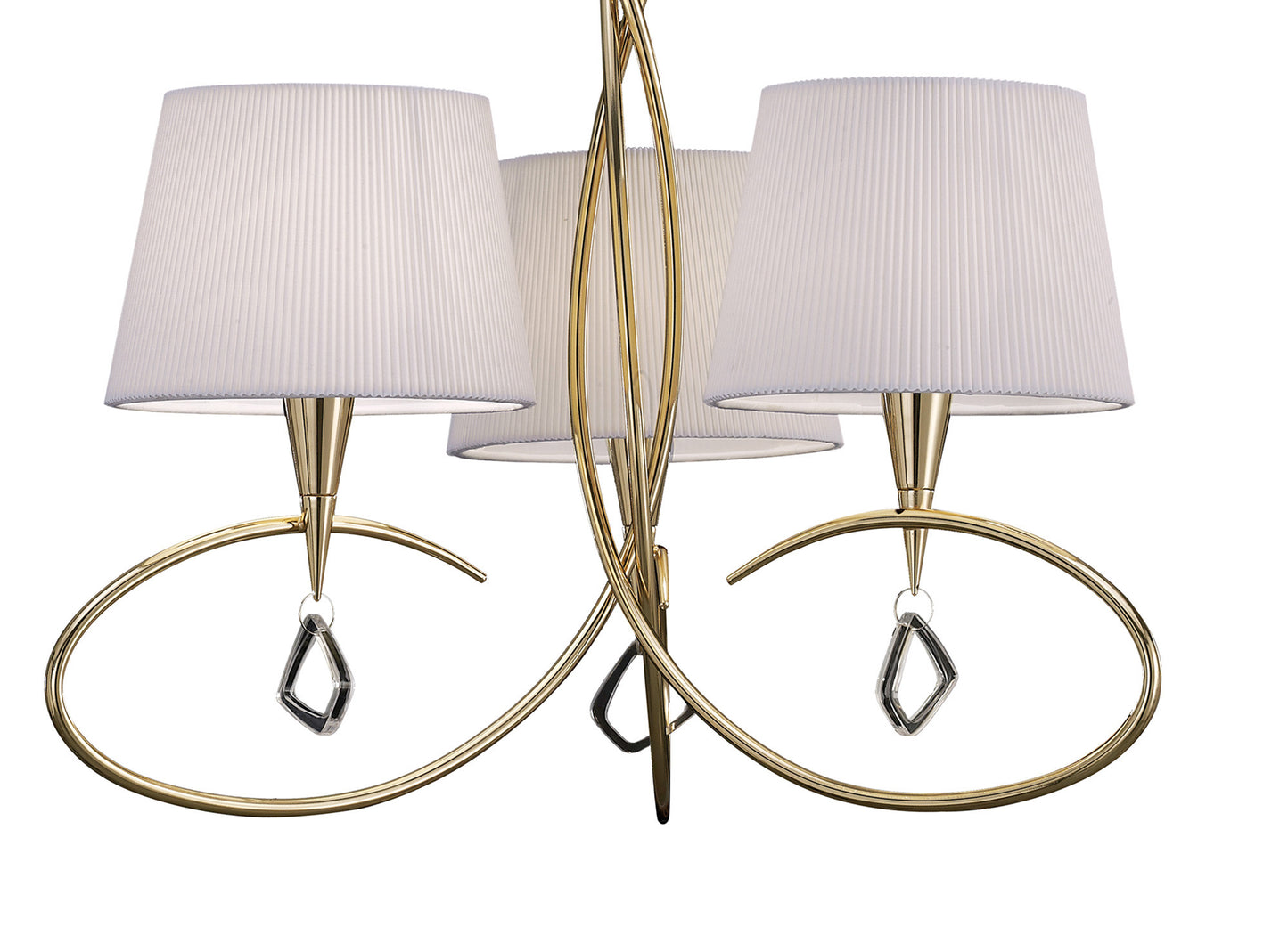 Mara Pendant 3 Light E14, French Gold With Ivory White Shades by Mantra