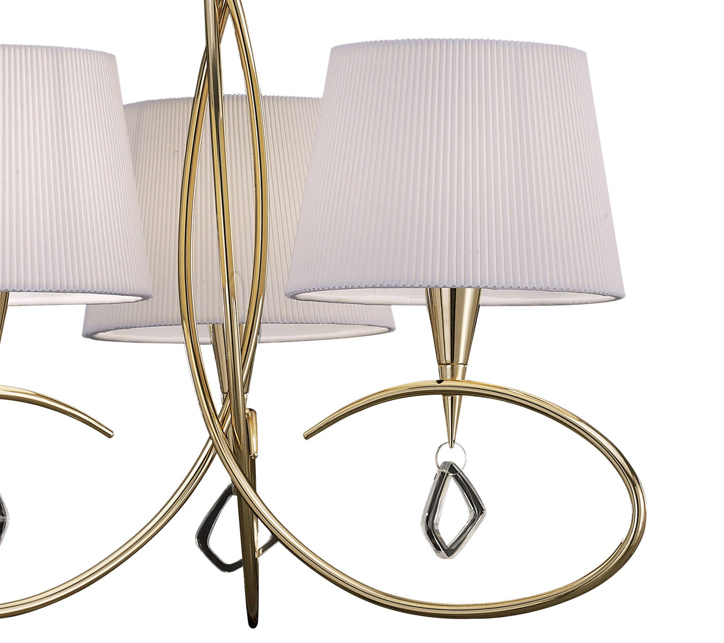 Mara Pendant 3 Light E14, French Gold With Ivory White Shades by Mantra