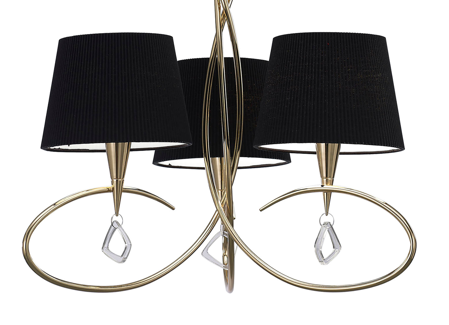 Mara Pendant 3 Light E14, French Gold With Black Shades by Mantra